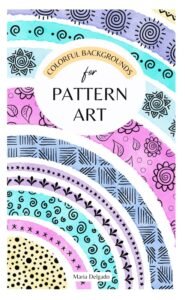 Colorful pocket-sized art book with vibrant backgrounds for Zentangle®, Mandalas, and creative pattern drawing. Ideal for travel and quick art breaks.