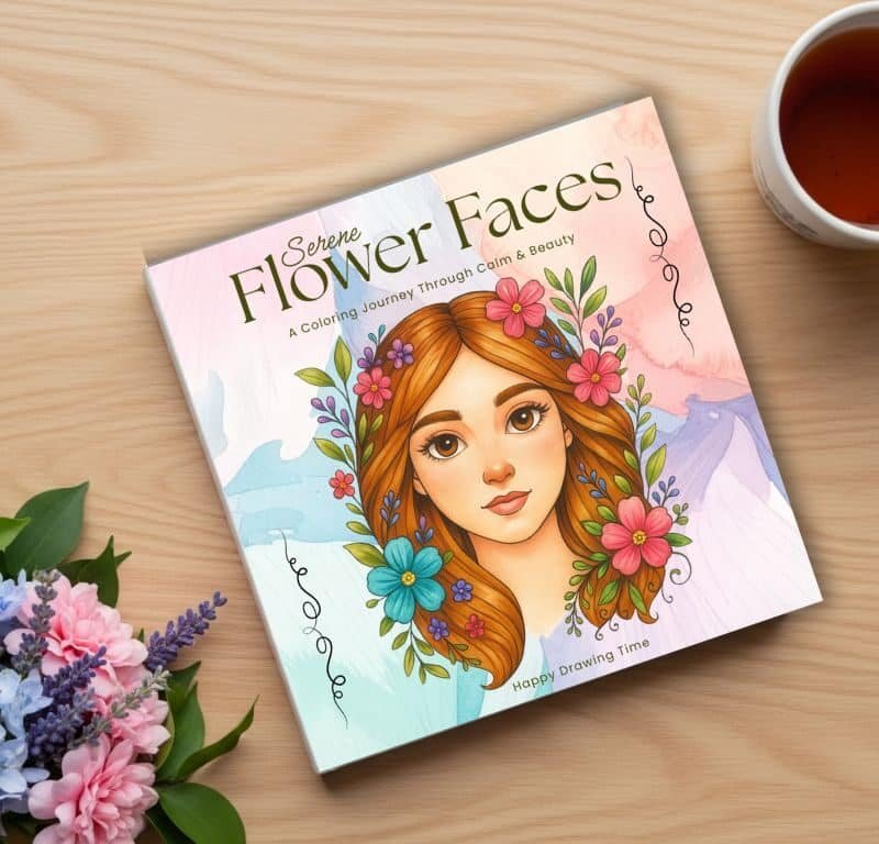 Serene Flower Faces - A Coloring Journey Through Calm & Beauty