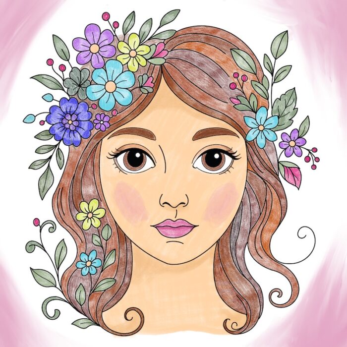 Coloring Book: Serene Flower Faces - Image 6